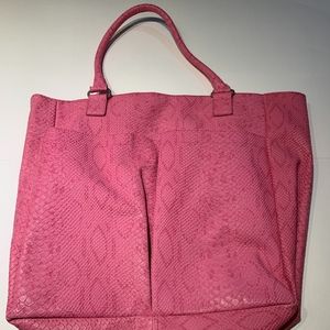 Neiman Marcus Pink Faux Snakeskin Tote Bag